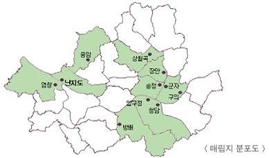 서울시 매립지 분포도